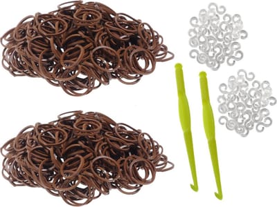 Behave - 600 Loombandjes - Bruin - Met Weefhaken & S-clips - Latexvrij - Creatief Speelplezier