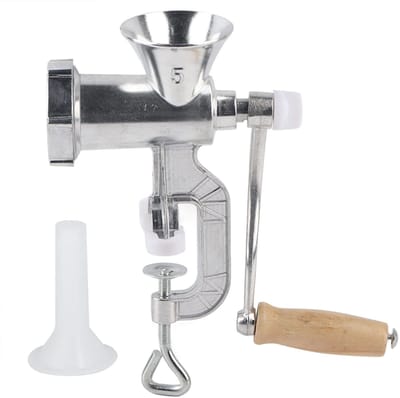 Dailygoods- Vleesmolen Aluminium - Handmatige Worstmaker - Ergonomische Handgreep - Duurzaam en Antiroest - Geschikt voor Thuiskeuken - Fijne Snijkoppen