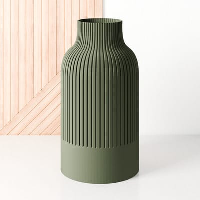 Fleuriek - Grote Vaas - Groen - H50 cm - Japandi Vaas - Minimalistisch design - Bloemenvaas van bio kunststof - Japandi living decoratieve vaas