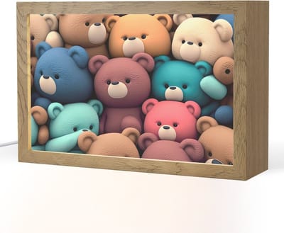 Nachtlampje 30x20 cm - Kinder lampje - Knuffelbeer - Knuffel - Roze - Blauw - Bruin - Kind - Tafellamp kinderkamer - Slaapkamer lamp - Bedlamp kinderen - Kinderlampje stopcontact - Wandlamp babykamer - Nachtlampjes