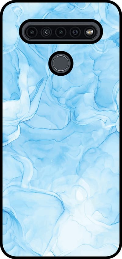 Smartphonica Telefoonhoesje Geschikt voor LG K41S met marmer opdruk - TPU backcover case marble design - Lichtblauw geschikt voor LG K41S