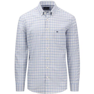 Fynch-Hatton Overhemd Combi Check Oxford Button Down Summer Breeze / male