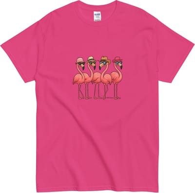 Grappig T Shirt Flamingo's - Dames Heren - Zomerse Print - Katoen - Roze - XL