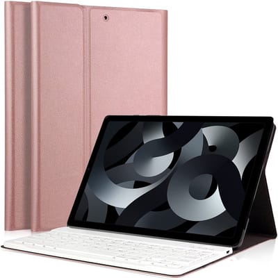 Hoes met toetsenbord geschikt voor iPad Pro 11 / Air 10.9 - 2018 / 2020 / 2021 / 2022 - Keyboard Book Case Cover Hoesje Rosegoud