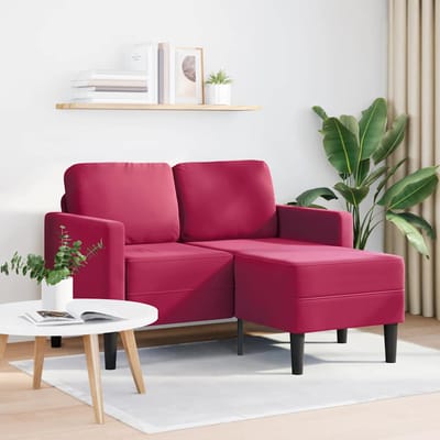 vidaXL - 2-zitsbank - met - chaise - L-vorm - wijnrood - 125 - cm - fluweel