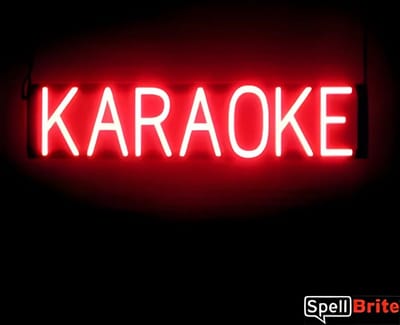 KARAOKE - Lichtreclame Neon LED bord verlicht | SpellBrite | 73 x 16 cm | 6 Dimstanden - 8 Lichtanimaties | Reclamebord neon verlichting