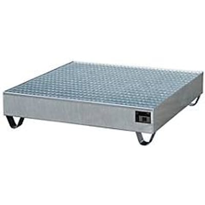 Stalen lekbak met rooster, 1200 x 1200 mm, gegalvaniseerd