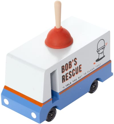 Candycar Vans: BOB'S PLUMBING VAN (U646) 8,4x4,1x6,5cm, wooden diecast, in giftbox, 3+