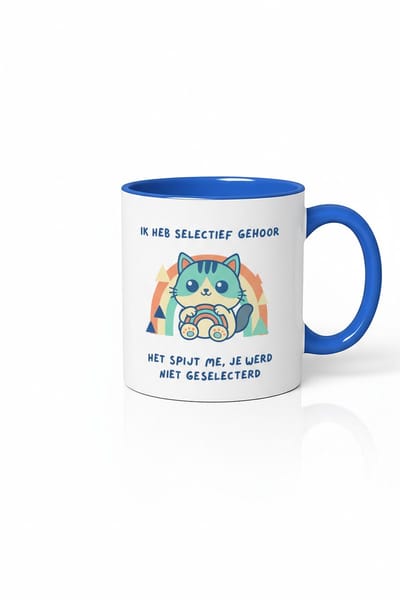Grappige Mok - Selectief Gehoor Kat - Origineel Cadeau voor Koffie- en Kattenliefhebbers
