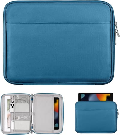 Tablet Sleeve Bag voor 9-11 Inch Tablets, Geschikt voor iPad Air, Pro en Galaxy Tab, Met Opbergvak, Peacock Blauw