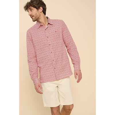 White Stuff Geo Diamond Printed  Shirt Mid Red Size: S | Casual Shirts Outlet | Dames | Roze