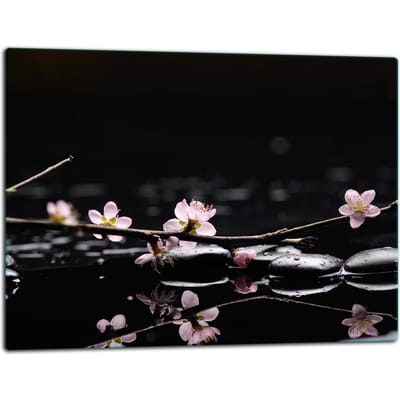 TMK ArtDeko - Snijplank - Glas - 52x40 cm - Kleurvol Bloemenontwerp - Geschikt voor Inductiekookplaten