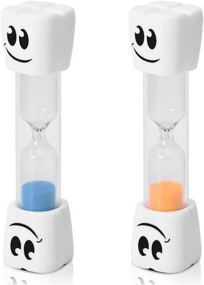 Zandlopers Tandenpoetsen - Kinder Timer - Tijd Meten - Inclusief Smiley Tandenborstel - Ca. 3 Minuten - Kleurrijk
