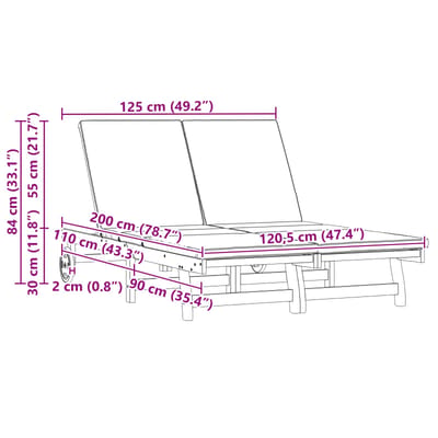 vidaXL - Ligstoel - Bruin - 125 - x - 200 - x - 84 - cm - Massief - Acacia - Hout