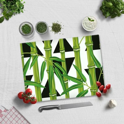 Bamboe Patroon Tempered Glas Snijplank 30cm x 40cm - Glassnijplank