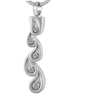Aramat Jewels | Gedenkhangers | Stalen Ashanger Druppel | Druppel-met zirkonia-4x1cm | |20mm | Staal | Volwassenen | Verkleurd niet