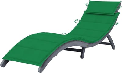 Ligstoel met kussen - Relax stoel - Buiten ontspannen - Inklapbaar ontwerp - Massief acaciahout - Grijs