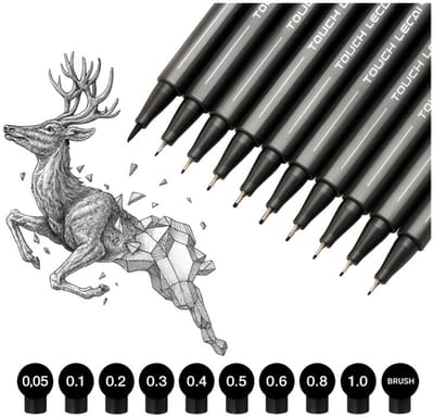 Fineliners Fineliner Set Zwart 9 Tekenpennen Volwassenen + Brushpen Brush Stift Penseel Pen – Tekenen voor Volwassenen Watervaste Fineliner Tekenpen Kalligrafie