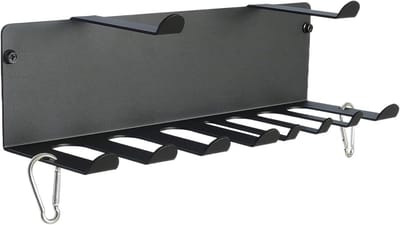 Fitness Opberger - Wandrek Organizer - Sportspullen Opslag - Dubbele Laag Ontwerp - 43.9 x 13.6 cm - Mat Zwart