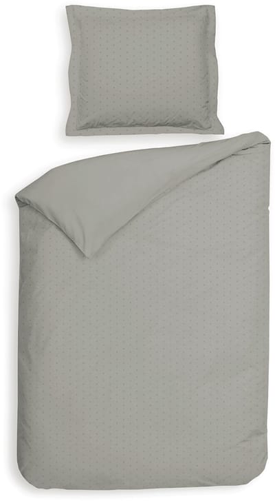 Heckettlane Dekbedovertrek Punto - Bedlinnen met Stippen - 140x200-220 cm - Eenpersoons - Grijs - Dekbedovertrek van 100% Katoen-Satijn