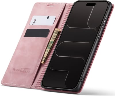 Hoesje geschikt voor iPhone 17 Air - Book Case Leer Slimline Roze