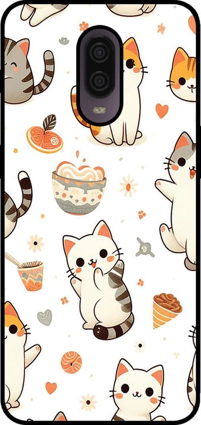Smartphonica Telefoonhoesje Geschikt voor OnePlus 6T met katten opdruk - TPU backcover case cat design geschikt voor OnePlus 6T