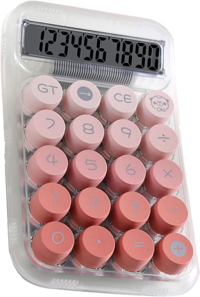 Desktop Rekenmachine - Basis Calculator - Kantoor School - Grote Semi-transparante Knoppen - 15 x 9.5 cm - Roze Gradiënt