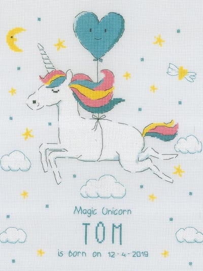 Vervaco - Telpakket kit - Geboorte - Magic unicorn - PN-0172820 - Borduren - Borduurpakket - Borduurpakket geboorte - Borduurpakket volwassenen