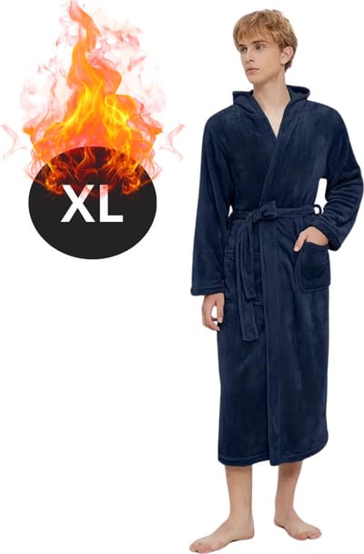 Bovista Badjas Heren - Fleece - Katoen - Badstof - Sauna - Hamam - Wafel - Bathrobe - Duster - Ochtendjas - Spa - Kimono - Blauw XL