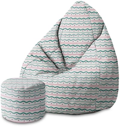 DreamRoots Velvet Zitzak voor Volwassenen – Luxe Beanbag met Voetsteun en Afneembare Hoes – Inclusief Vulling – 80x80x120 cm - Lines and Dots