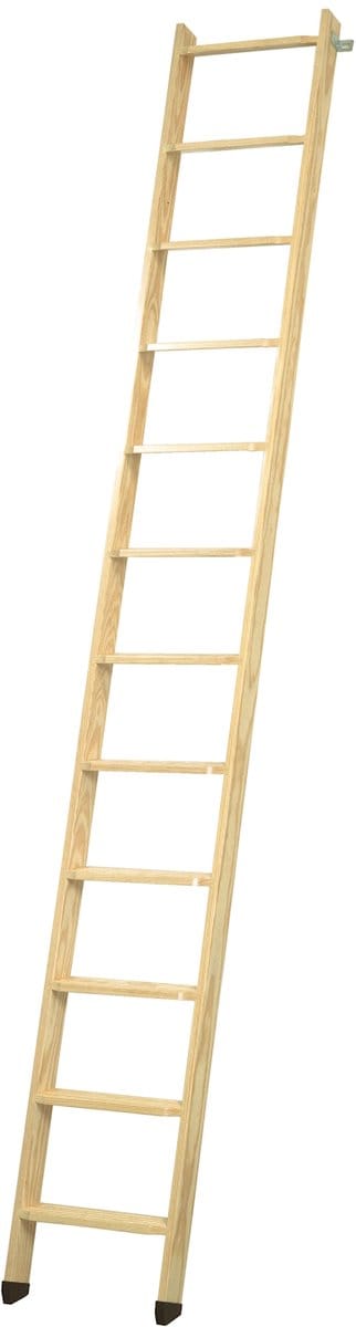 BPS Afneembare Entresol Ladder – Natuurlijk Hout – Tot 2,37 m Vloer tot Vloer Hoogte – Houten Traplader – 150 kg Draagvermogen