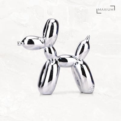Maxium - Ballon Hond Beeldje - Zilver - 17x17x7 CM - Balloon dog - Kunst - Decoratie - Dieren - Beeld - Hond - home Design