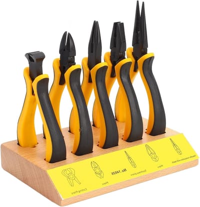 4 Inch Sieraden Tangenset van Legeringstaal en Rubber voor Earring Creatie, Inclusief Ronde Neus, Kettingnaald en Gebogen Zipper voor Sieraden Reparatie en Creatie. Essentiële Gereedschappen voor Ambachtelijke Projecten
