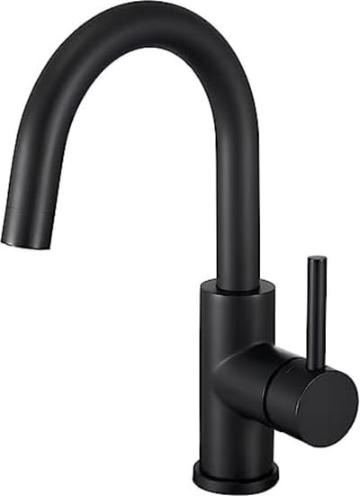 Keukenkraan Zwart, 360° Draaibare Waterkraan, Mengkraan Zwart voor Keuken of Badkamer, Wastafel Kraan Zwart met Hoge Uitloop, Mat Zwart