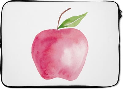 Laptophoes 13 inch - Appel - Fruit - Wit - Laptop sleeve - Binnenmaat 32x22,5 cm - Zwarte achterkant