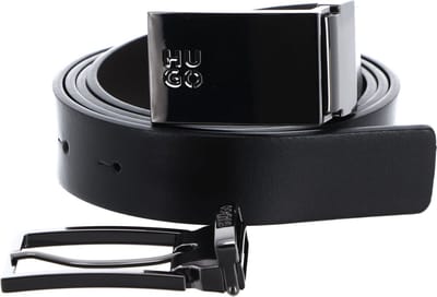 HUGO Leren Riem Geffi Gb30 Leather Belt W115 Black Zwart Donkerbruin