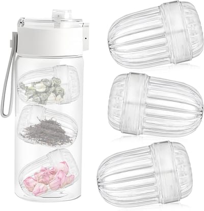 Set van 3 Theefilters met Deksel, Transparante Accessoires voor Waterflessen met Fruitinfuser, Geschikt voor Thee, Koffie en Infusies