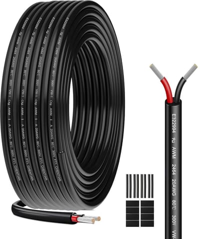 2-aderige Stroomkabel 2x0.52mm² - 10 Meter Vertind Koper - 300V - Flexibele Verlengsnoer voor Auto en Buitenverlichting