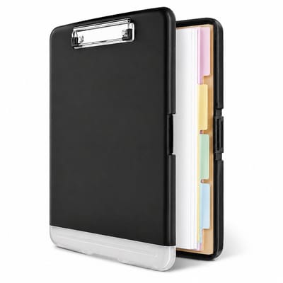 BOTC Klembord met opbergvak - 8.5 x 11 Organisatiebox met penhouder - A4 Paper Folder - Folio & Zijopening, - 35.5 x24 x 3cm - Zwart