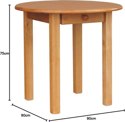 Rivello Luxe Ronde Grenen Eettafel met Lade 90 cm – Massief Hout Keuken- en Restauranttafel