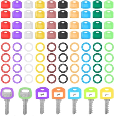 80 Stuks Silicone Sleutelhulsjes in Kleuren met Labels, Flexibele Rond en Vierkant Sleutelkappen, Bescherming voor Sleutels en Deuren