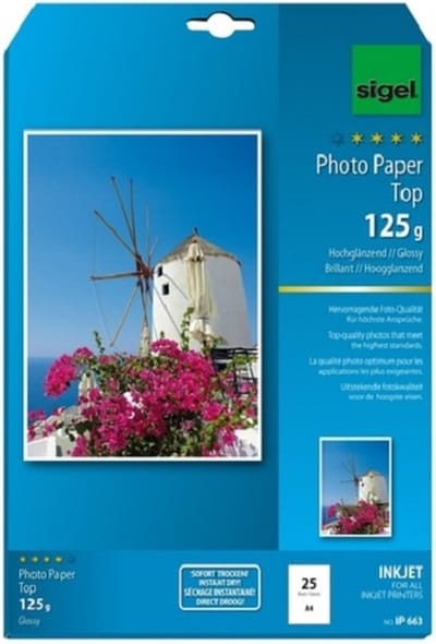 Sigel inkjet fotopapier - Top - A4 - hoogglanzend - dubbelzijdig - 125 grams - 25 vel - SI-IP663