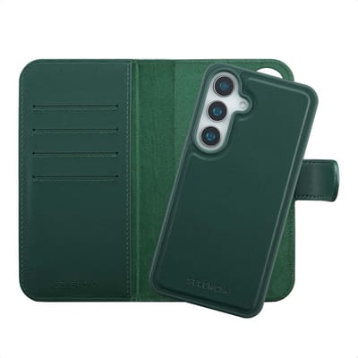 Selencia Hoesje - Geschikt voor Samsung Galaxy S24 / S25 - Olyn Uitneembare Bookcase met Magnetische Ring - Groen