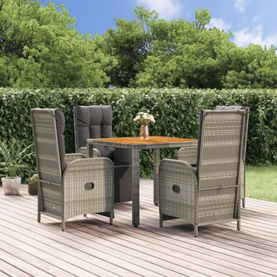 vidaXL - 5-delige - Tuinset - met - kussens - poly - rattan - grijs