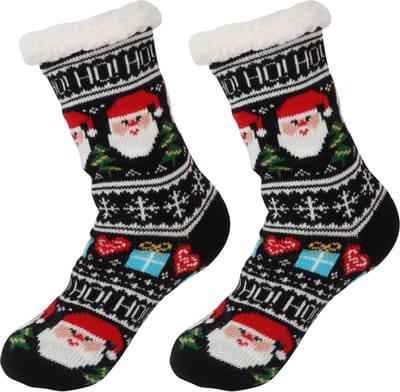 JAXY - Huissokken Dames - Verwarmde Sokken - Anti Slip Sokken - Huissokken - Bedsokken - Warme Sokken - Kerstcadeau Voor Vrouwen - Thermosokken - Dikke Sokken - Fluffy Sokken - Kerstsokken Dames en Heren - Kerstman