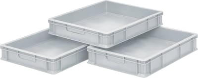 Euronorm stapelbak - Set van 3 - Magazijnbak - 60x40x10 cm - Grijs