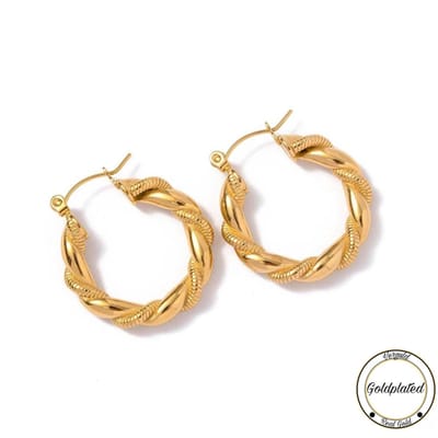 Soraro Gevlochten Dames Oorbel | Dames Oorbel Gedraaid | Goldplated | Roestvrij Staal Met Goldplated | Cadeau Voor Haar | Cadeau | Dames Sieraden