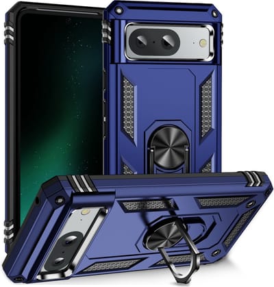 Coverup Hoesje - Geschikt voor Google Pixel 8 Hoesje - Coverup Ring Kickstand Back Cover - Blauw