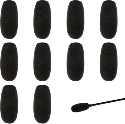 Famanu 10 stuks schuimmicrofoon voorruit, reversheadset microfoon spons mini schuim cover schildbescherming voor verschillende headset-microfoon