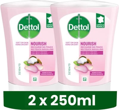 Voordeelpakket 2 x Dettol No-Touch Wasgel Navulling Voedende Sheabutter - 250 ml - Handzeep